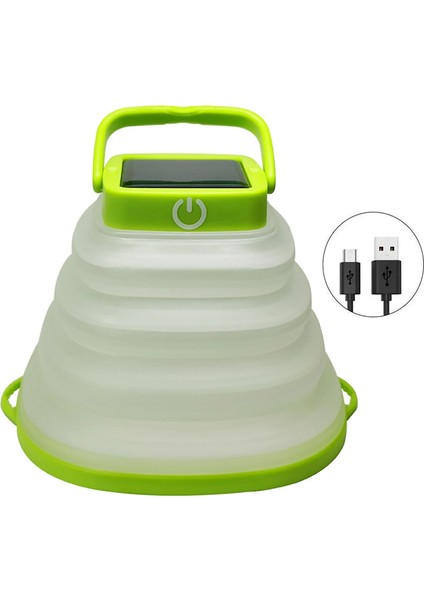 Yeşil Renk LED Güneş Işığı Katlanabilir El Feneri 3 Mod USB Kablosu Çadır Işıkları Fener Açık Güneş Lambası Kamp Işıkları Bahçe Dekorasyon (Yurt Dışından)