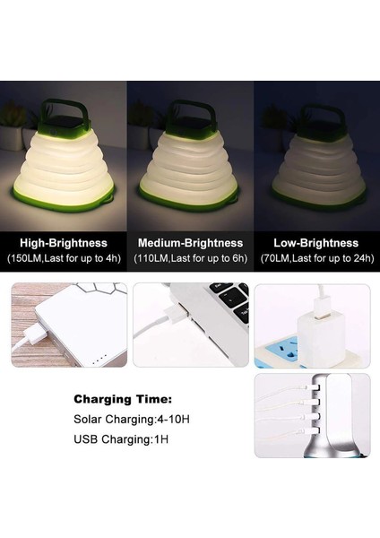 Yeşil Renk LED Güneş Işığı Katlanabilir El Feneri 3 Mod USB Kablosu Çadır Işıkları Fener Açık Güneş Lambası Kamp Işıkları Bahçe Dekorasyon (Yurt Dışından) indirimleri