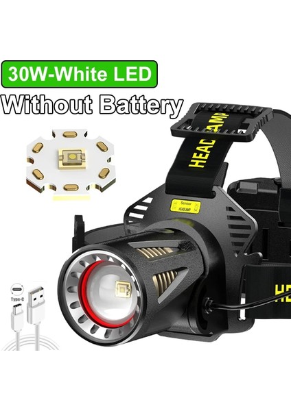 B-1 XHP360 LED Far Şarj Edilebilir Torch Usb-C Güçlü Taktik Flaş Işığı Zumlanabilir Av Fener Su Geçirmez El Işığı (Yurt Dışından)
