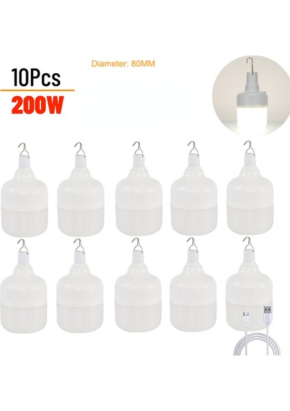 10 Parça 1-Ortable Acil Durum Işıkları LED Açık Çadır Lambası Mobil LED Lamba Ampuller Kamp Aydınlatma Veranda Sundurma Bahçe USB Işık (Yurt Dışından)