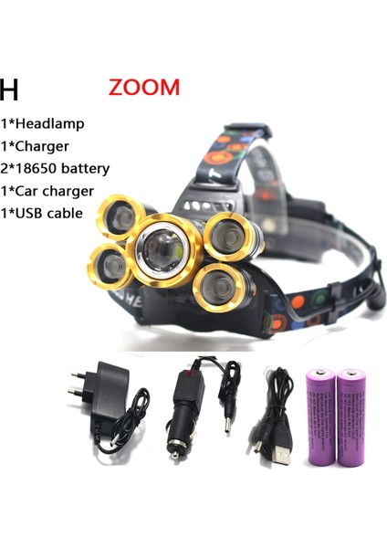 H 5000 Lümen Xm-L T6 Zumlanabilir LED Far Avcılık Başkanı Işık Lambası 3 Modu Açık Zoom Kafa Lambası Yüksek Güç LED Far (Yurt Dışından)