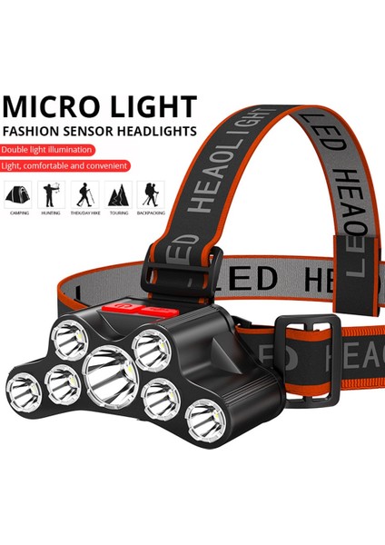 No.8 Boyutu Taşınabilir LED Far USB Şarj Edilebilir El Feneri Fener 4 Aydınlatma Modu Açık Kamp Bisiklet Çalışma Torch Su Geçirmez Lamba (Yurt Dışından)