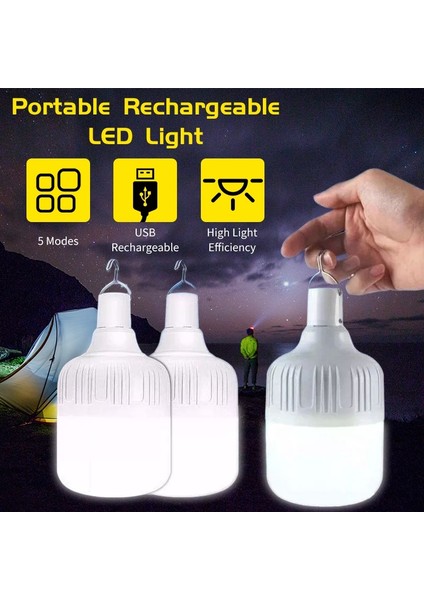 80W Şarj Edilebilir Kamp LED Işıkları Taşınabilir Acil Durum Ampul Işıkları USB Dahili Pil Parlak El Feneri Açık Fener Kanca ile (Yurt Dışından) fırsatları