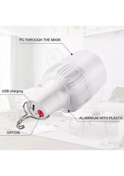 80W Şarj Edilebilir Kamp LED Işıkları Taşınabilir Acil Durum Ampul Işıkları USB Dahili Pil Parlak El Feneri Açık Fener Kanca ile (Yurt Dışından) indirimleri