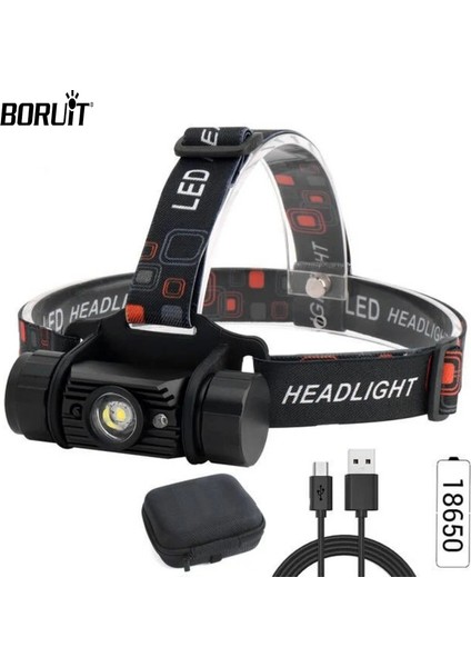 Siyah Stil C Boruit Güçlü Far Mini LED Ir Sensörü Far USB Şarj Edilebilir Far Su Geçirmez Kafa Feneri Kamp Avcılık Lambası (Yurt Dışından) modelleri