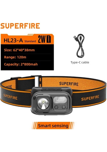 HL23-A Superfıre HL23 Mini Süper Parlak LED Far Indüksiyon Far USB C Şarj Edilebilir Taşınabilir Kafa El Feneri Kamp Balıkçılık (Yurt Dışından)