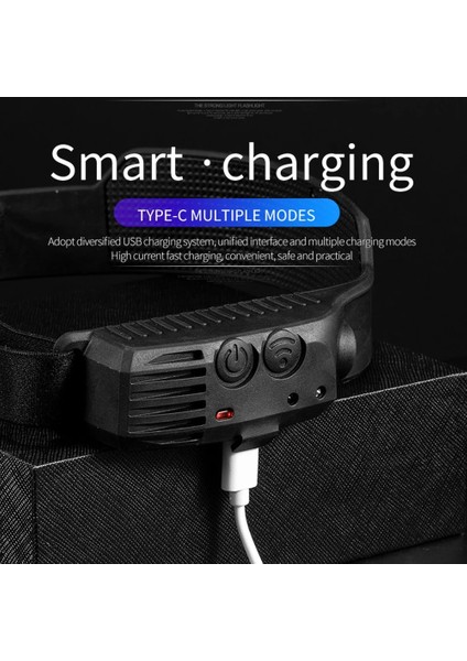 Sarı 1-Ob LED Far Sensörü Far El Feneri Silikon USB Şarj Edilebilir Kafa Lambası Torch Açık Kamp Balıkçılık Çalışma Işığı (Yurt Dışından)