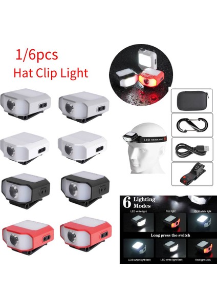 2 Adet Tarzı Kırmızı Sensör Kapağı Klipsli Işık Far 6 Mod Cob LED Far Tip-C Şarj Kafa Lambası Kamp Yürüyüş Gece Koşu Balıkçılık (Yurt Dışından) fiyatları