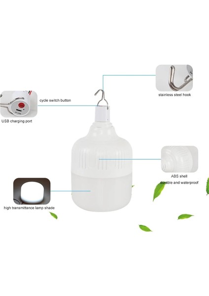 650W Yüksek Güç 650 W Acil Durum Lambası Ampul 5VDC USB Şarj Edilebilir Fener Açık Taşınabilir Çadır Aydınlatma Kamp, Gece Pazarı (Yurt Dışından) fırsatları