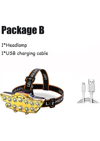 T165-B Süper Parlak LED Far USB Şarj Edilebilir Ön Işık Taşınabilir Su Geçirmez Far Balıkçılık Aksesuarları Kamp Yürüyüş Alet Lambası (Yurt Dışından)