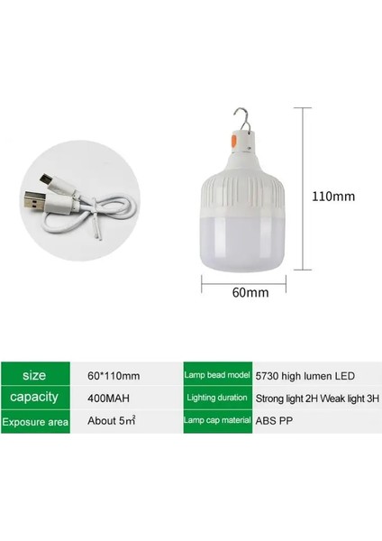 BEYAZ-30W Şarj Edilebilir Kamp LED Işıkları W Taşınabilir Acil Durum Ampul Usb'den LED Lamba Ampul Gece Pazarı Kesintisi Süper Parlak Yağmur (Yurt Dışından)