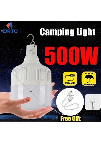 100W 500W Kamp Işık USB Şarj Edilebilir LED Işık Acil Durum Ampul Çadır Aydınlatma Kamp Ekipmanları Ampul Taşınabilir Fenerler (Yurt Dışından)