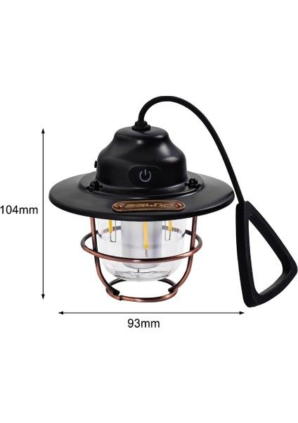 Siyah Mini Retro Metal Avize Sıcak Işık LED Kamp Işığı Şarj Edilebilir Işık Açık Çadır Işığı (Yurt Dışından)