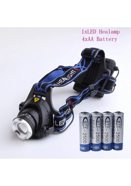 A2 4000 Lümen LED Far 3 Mod T6 Ayarlanabilir Odak Suya Dayanıklı Far Aa Pil Kafa Lambası Kamp Işık (Yurt Dışından)
