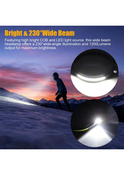 Far Cob LED Hareket Algılama Far 5 Mod 350L Derece USB Şarj Edilebilir Ayarlanabilir Kafa Bandı Kafa Torch Işığı (Yurt Dışından) modelleri