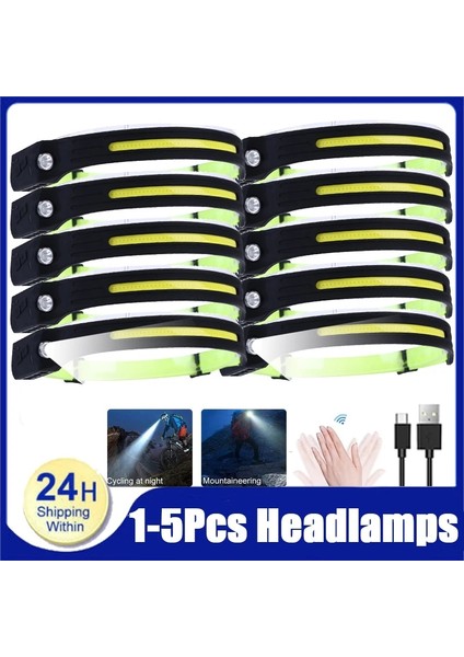 4 Adet Tarzı Değiştirilebilir 1-Ob LED Far Sensörü Far Su Geçirmez Torch Kafa Lambası USB Şarj Edilebilir 4 Aydınlatma Modu Çalışma Işığı Kafa Lambası Torch (Yurt Dışından)