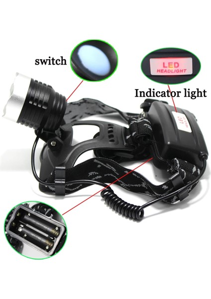 B 5000 Lümen Xm-L T6 Zumlanabilir LED Far Avcılık Başkanı Işık Lambası 3 Modu Açık Zoom Kafa Lambası Yüksek Güç LED Far (Yurt Dışından)