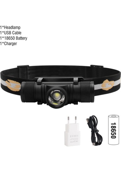 C Boruıt D20 Zumlanabilir Mini Headlamlm LED Far USB Şarj Aleti Pil Baş Feneri Kamp Avcılık Açık El Feneri (Yurt Dışından)