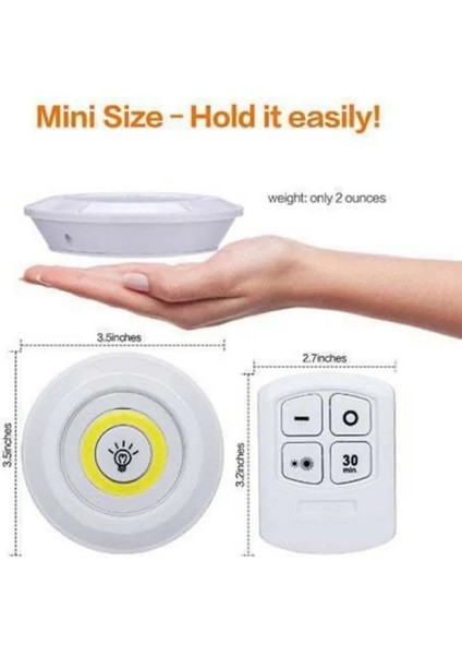 Beyaz Stil Rgb LED Gardırop Işık Cob 5 W Ayarlanabilir Uzaktan Kumanda Düğmesi Vitrin Lambası Merdiven Mutfak Banyo Dolap Gece Lambası (Yurt Dışından)