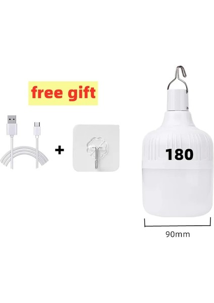 180W. USB Şarj Edilebilir LED Acil Durum Işıkları Ev Açık Taşınabilir Fenerler Acil Durum Lambası Ampul Pil Fener Barbekü Kamp Işığı (Yurt Dışından)