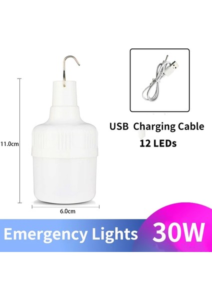 30W LED Ampul Su Geçirmez Şarj Edilebilir Kısılabilir Taşınabilir Acil Durum Işığı Kamp Işığı Фонарь Мощный Лампа Для Табору (Yurt Dışından)
