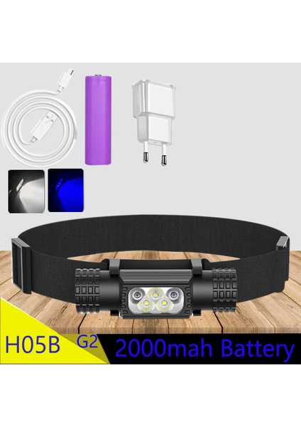 F Xpg G2 LED Mght Balıkçılık Far Yüksek Güç Beyaz Mavi Far Tip-C USB Baş Feneri Balık Yakalamak El Feneri Lambası (Yurt Dışından)