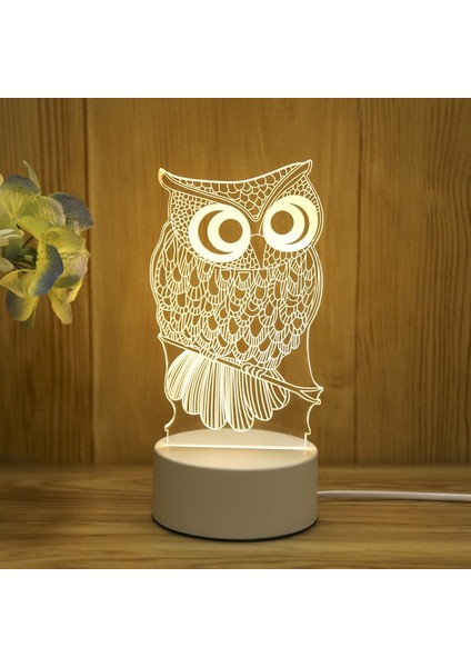 Ayı Çocuklar Gece Lambası 3D USB LED Işık Baykuş Masa Lambası Yatak Odası Dekorasyon Kalp Ayı Gece Lambası Çocuklar Için Gril Odası Deco Noel Hediyesi (Yurt Dışından)