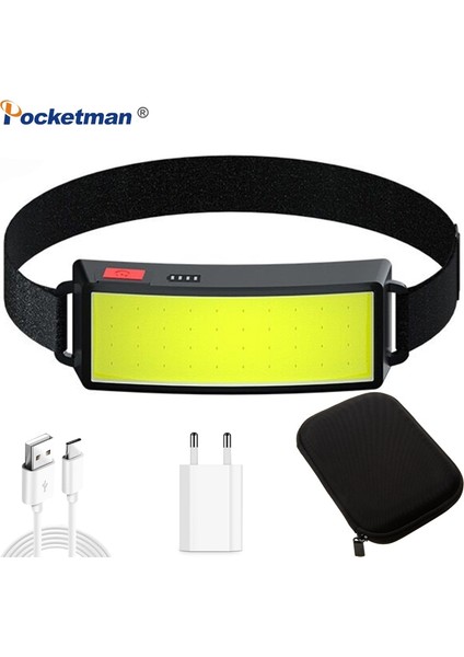 F Geniş Işın Güçlü Güç Cob LED Far USB Şarj Edilebilir Far Taşınabilir Kafa Lambası Dahili Pil Kafa Işığı (Yurt Dışından)