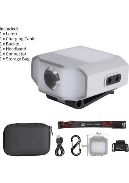 Gri Çift Işın Sensörü Far Tip-C Şarj Şapka Klipsi Kap Işık Ah Taşınabilir 5 Mod Su Geçirmez Far Balıkçılık Için Acil Durum (Yurt Dışından)