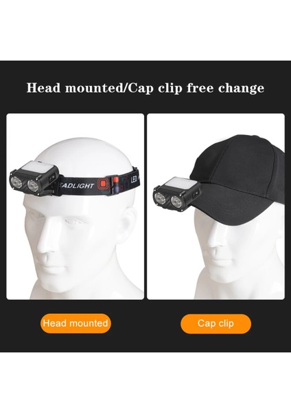 Gri Çift Işın Sensörü Far Tip-C Şarj Şapka Klipsi Kap Işık Ah Taşınabilir 5 Mod Su Geçirmez Far Balıkçılık Için Acil Durum (Yurt Dışından) indirimleri