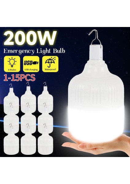 2 Adet 200 W Kamp Işık USB Şarj Edilebilir LED Ampul 5 Aydınlatma Modu Asılı Çadır Işığı Taşınabilir Acil Ampul Bahçe Için Açık Hava Aydınlatması (Yurt Dışından) fiyatları