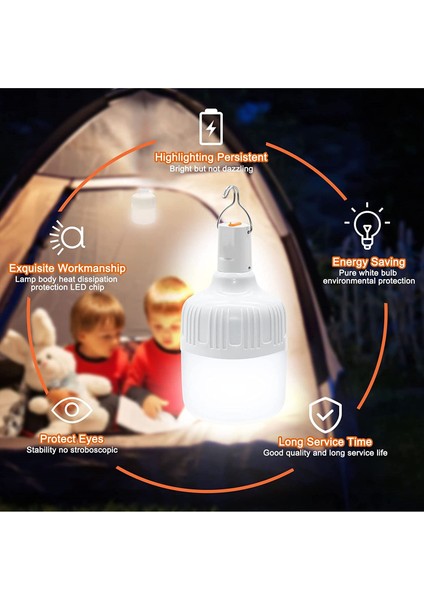 60W 200 W Taşınabilir Acil Durum Işıkları LED Lamba Şarj Edilebilir Işık Mobil Çadır Lambası Fener Kanca ile Kamp Bahçe Aydınlatması Için (Yurt Dışından) fırsatları