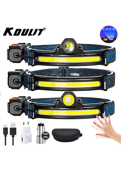 Sarı Kdulıt Yakınlaştırma Sensörü LED Far Yüksek Güçlü Xpg + Cob Far Dahili Pil USB Şarj Edilebilir 6 Mod Kamp Kafa Işığı (Yurt Dışından) fiyatları