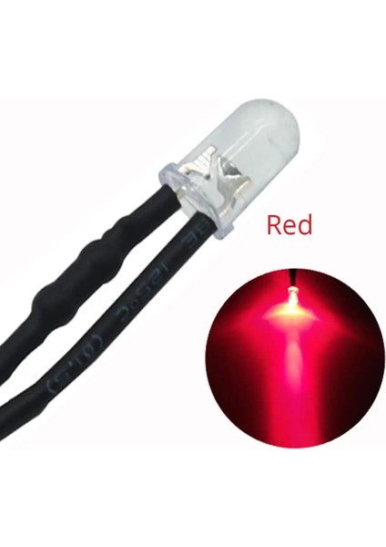Kırmızı mm Ön Kablolu LED Yuvarlak Işık Lamba Ampul Boncuk Kablo Dc 12 V 20 cm Beyaz Dekorasyon Işık Yayan Diyotlar Önceden Lehimlenmiş (Yurt Dışından)