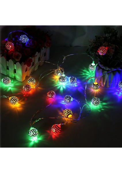USB Stili Çok Renkli LED Küre Dize Işıklar Dekoratif Fas Orb Gümüş Metal Toplar Pil USB Noel Için Kapalı Açık Dekorasyon Powered (Yurt Dışından)