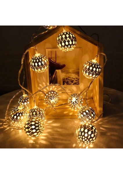 USB Stili Çok Renkli LED Küre Dize Işıklar Dekoratif Fas Orb Gümüş Metal Toplar Pil USB Noel Için Kapalı Açık Dekorasyon Powered (Yurt Dışından) indirimleri