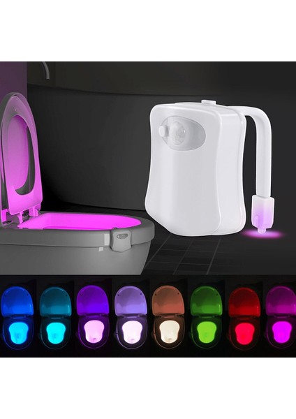 Beyaz Stil Tuvalet Gece Lambası Pır Hareket Sensörü Işıkları LED Tuvalet Gece Lamolors Klozet Aydınlatma Banyo Tuvalet (Yurt Dışından)