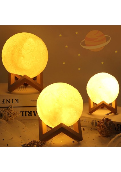 8cm Dıy Boyama Ay Gece Lambası Çocuklar Için 3D Baskı Ay Lambası Standı ile Akülü Masa Lambası Yatak Odası Dekoru Noel Hediyesi (Yurt Dışından) indirimleri