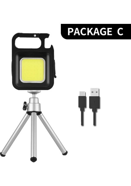 C Mini LED El Feneri Taşınabilir Çalışma Işığı Cep Anahtarlıklar El Feneri USB Şarj Edilebilir Açık Kamp Küçük Işıklar Tirbuşon (Yurt Dışından)