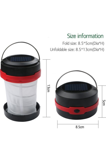 LED Kamp Fener Güneş LED Fener Katlanabilir Şarj Edilebilir El Lambası Açık Yürüyüş Acil Durumlar Için Işıklar (Yurt Dışından)