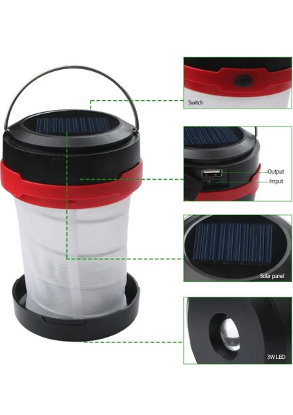 LED Kamp Fener Güneş LED Fener Katlanabilir Şarj Edilebilir El Lambası Açık Yürüyüş Acil Durumlar Için Işıklar (Yurt Dışından) fırsatları