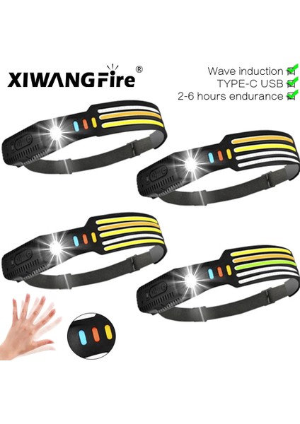 2 Adet Tarzı Kırmızı Cob LED Kafa Lambası, Dahili Pil El Feneri USB C Şarj Edilebilir Kafa Feneri 5 Aydınlatma Modu Dalga Indüksiyon Kafa Işığı (Yurt Dışından) fiyatları