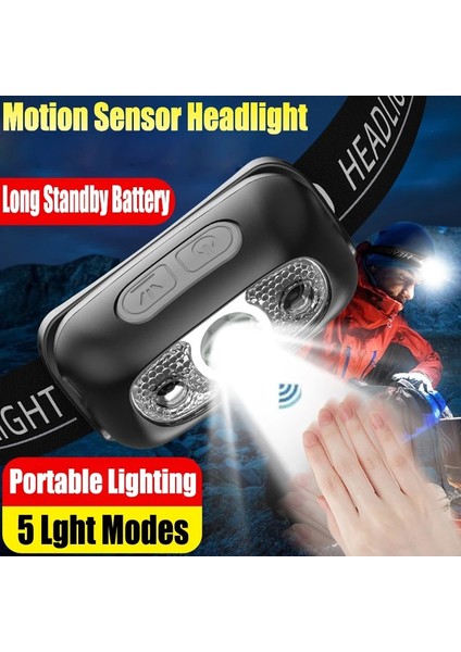 Turuncu Hareket Sensörü Taşınabilir Aydınlatma Farlar Mini Şarj Edilebilir LED Far Kamp Yürüyüş El Feneri Başkanı Işık Torch Far (Yurt Dışından) modelleri