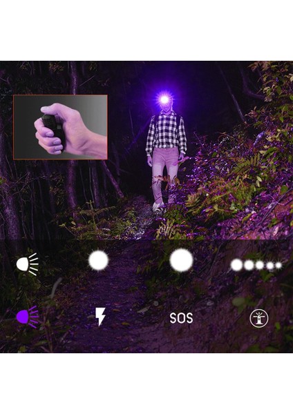 A 395NM Uv Xpg G2 LED Mini Far Yüksek Güç Beyaz Mor Işık Far C Tipi Kafa Torch Çok Fonksiyonlu El Feneri Lambası (Yurt Dışından)