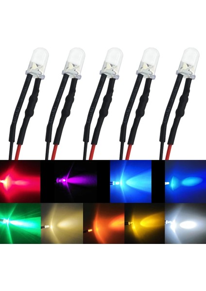 Turuncu 5x F Yuvarlak 20 cm Ön Kablolu Dc 12 V LED Lamba Ampulü Beyaz Kırmızı Mavi Yeşil Sarı Beyaz Sıcak Beyaz Diyot Yayan Diyot LED (Yurt Dışından) fırsatları