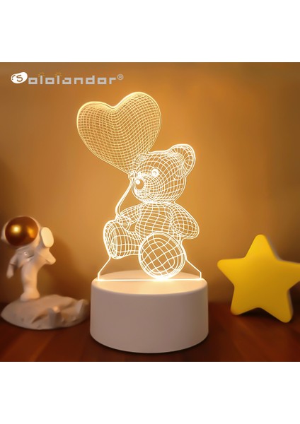 D Romantik Aşk 3D Lamba Kalp Şeklinde Balon Akrilik LED Gece Lambası Dekoratif Masa Lambası Sevgililer Günü Sevgiliye Eşinin Hediyesi (Yurt Dışından)