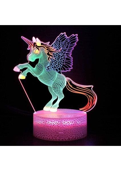 SSDC-1129 Stili Ssdc-74 3D Illusion Lamba Unicorn LED Rgb Renk Yanıp Sönen Dokunmatik Uzaktan Kumanda Zamanlama Gece Işıkları Odası Dekor Çocuklar Tatil Hediye Mevcut (Yurt Dışından)