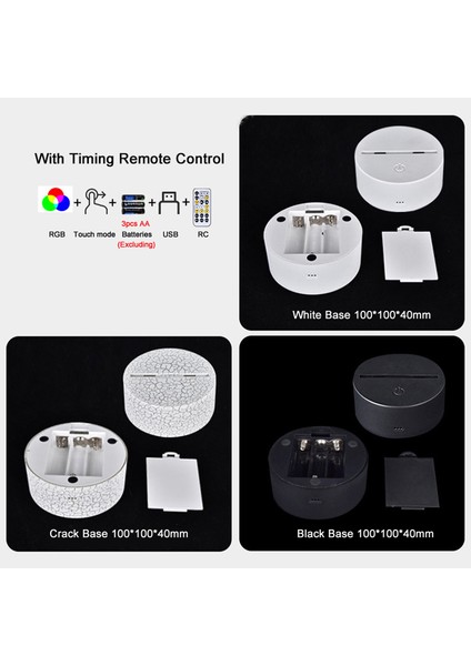 SSDC-1129 Stili Ssdc-74 3D Illusion Lamba Unicorn LED Rgb Renk Yanıp Sönen Dokunmatik Uzaktan Kumanda Zamanlama Gece Işıkları Odası Dekor Çocuklar Tatil Hediye Mevcut (Yurt Dışından)