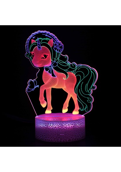SSDC-1129 Stili Ssdc-74 3D Illusion Lamba Unicorn LED Rgb Renk Yanıp Sönen Dokunmatik Uzaktan Kumanda Zamanlama Gece Işıkları Odası Dekor Çocuklar Tatil Hediye Mevcut (Yurt Dışından)