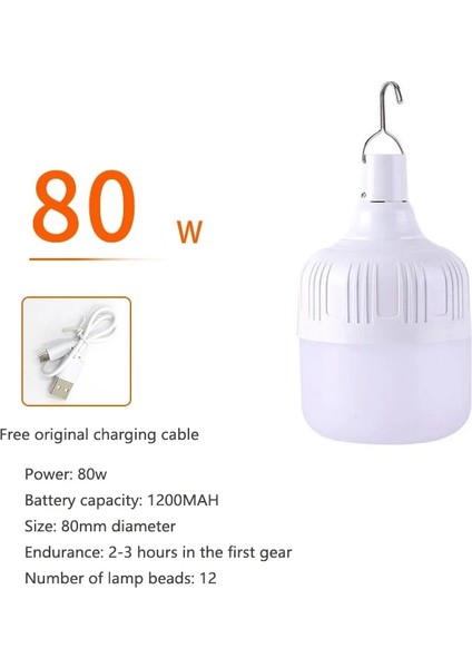 80W USB LED Acil Durum Işıkları Taşınabilir Çadır Lambası Pil Fener Barbekü Kamp Işık Açık Ampul (Yurt Dışından)